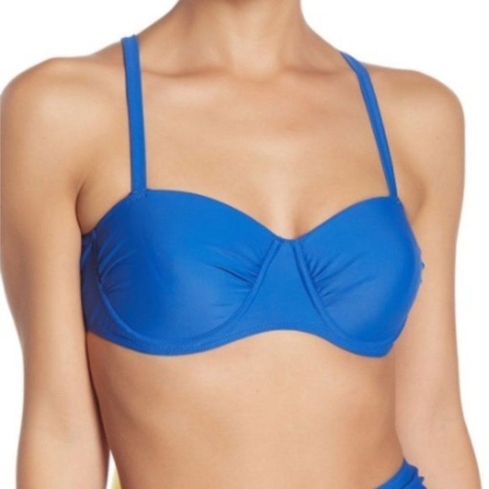 Nicole Miller Studio Molded Cup Blue Bikini Top size 8